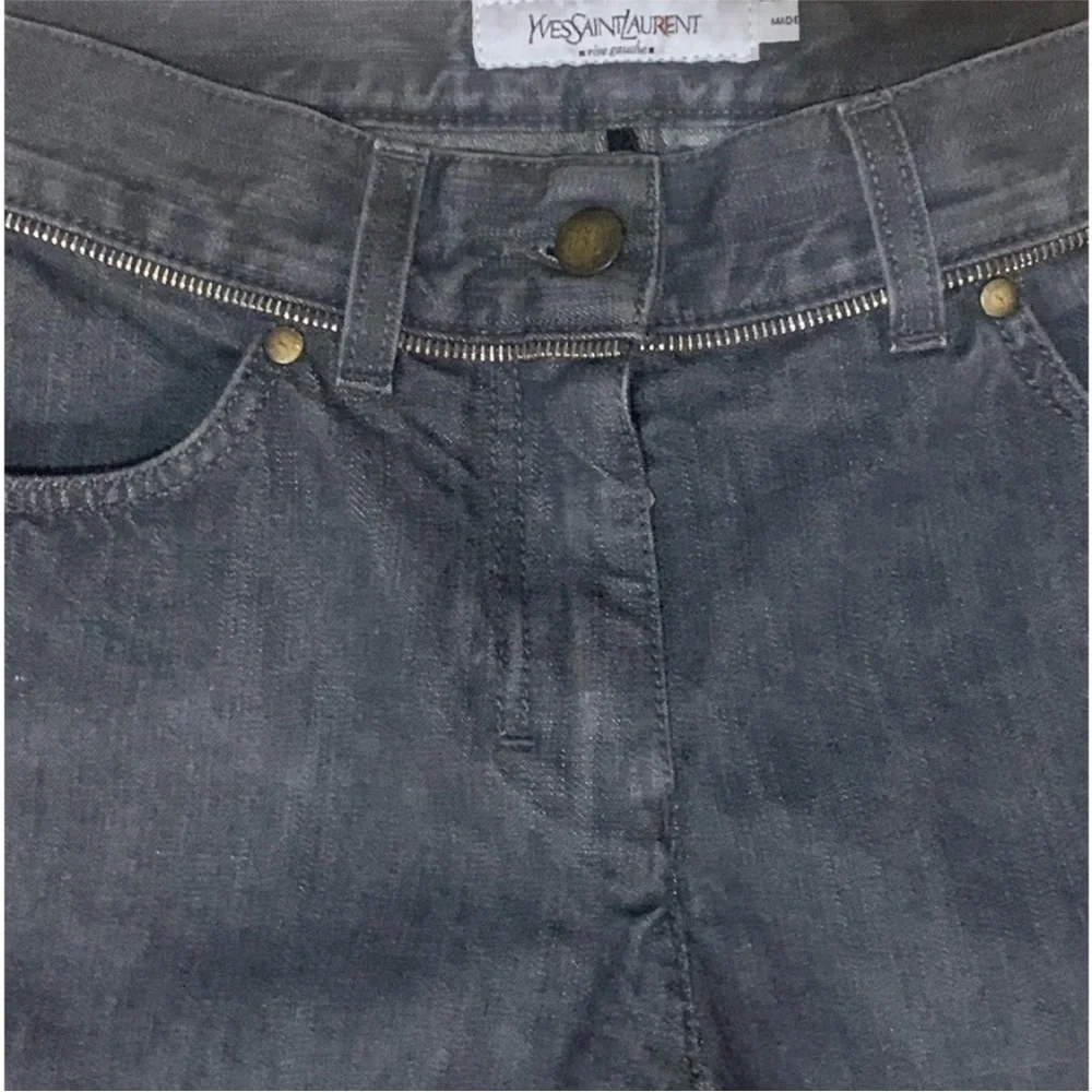 Saint Laurent / Rive Gauche Faded Black Denim Jeans with YSL logo - Picture 3 of 11